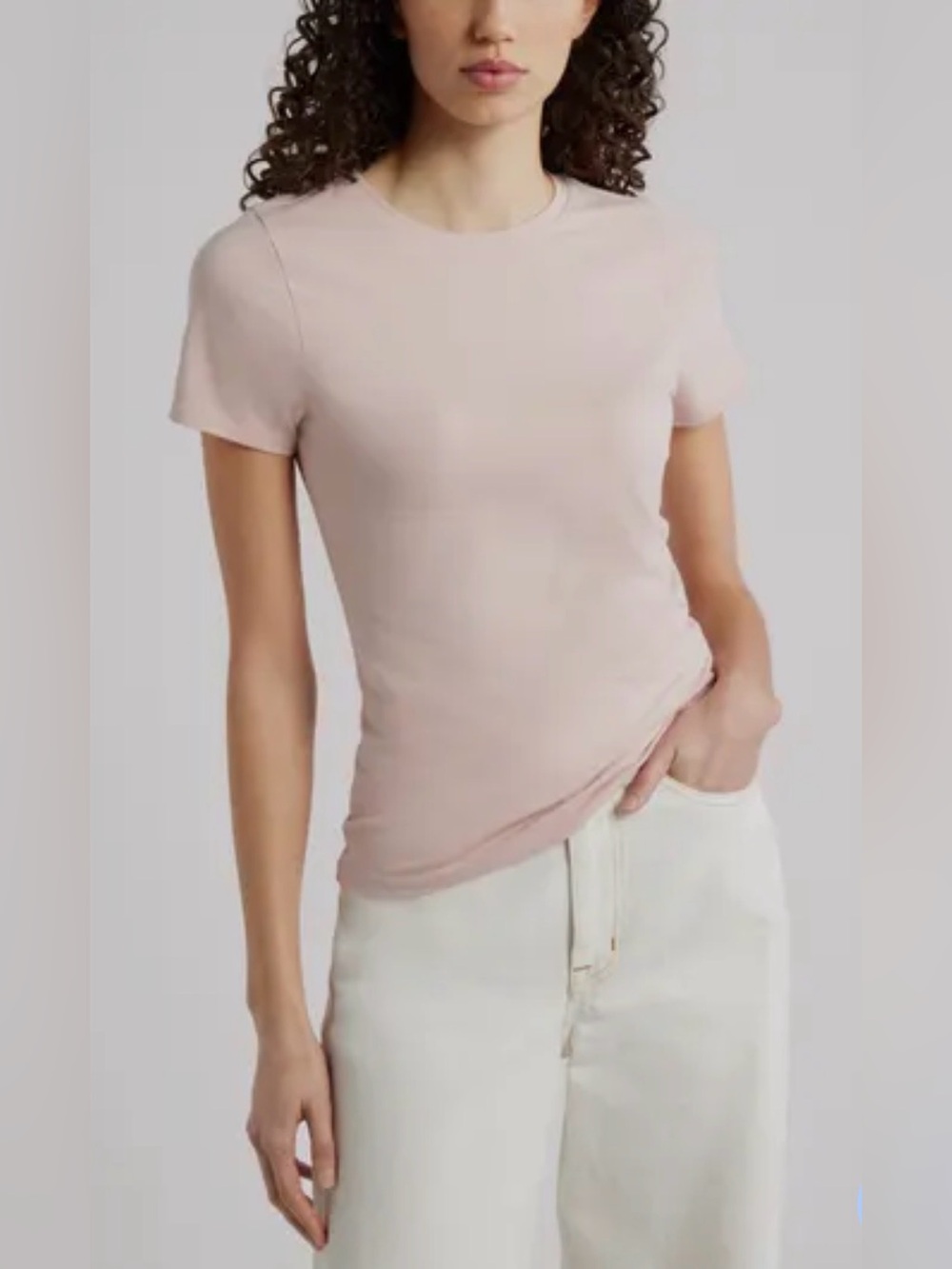 Nordstrom Pima cotton Crew Neck Tee in Blush Pink